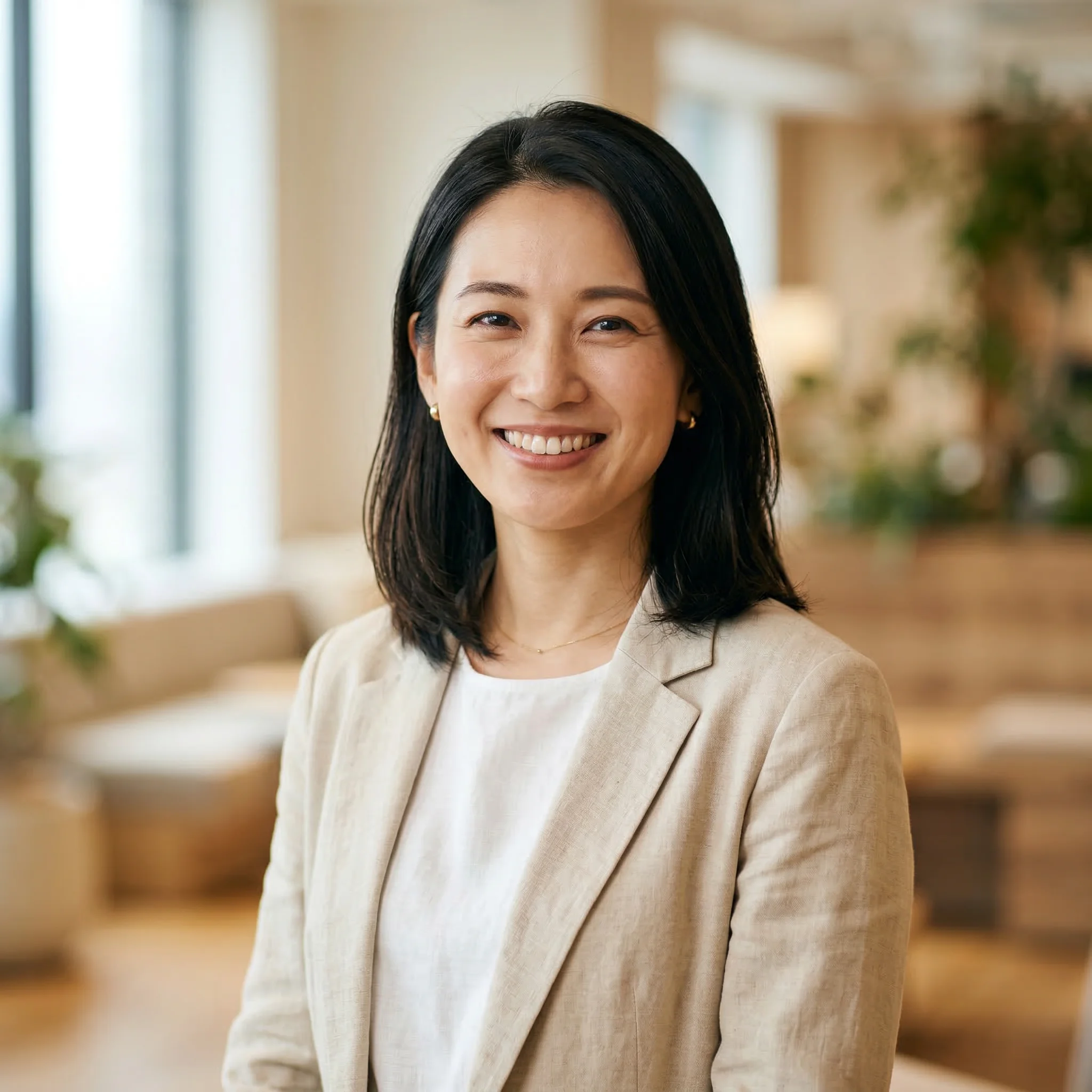 Lead organizer portrait with warm natural background and professional appearance